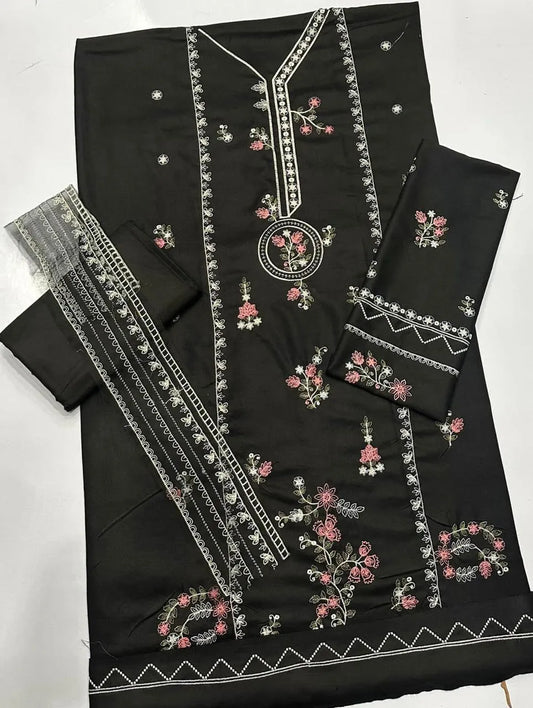 2 Pcs Women's Unstitched Chikankari Embroidered Suit