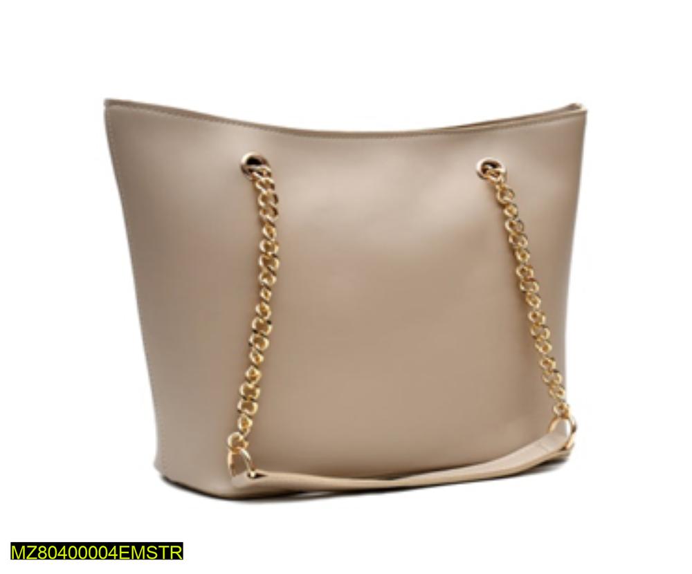 Women's PU Leather Plain Tote Handbag