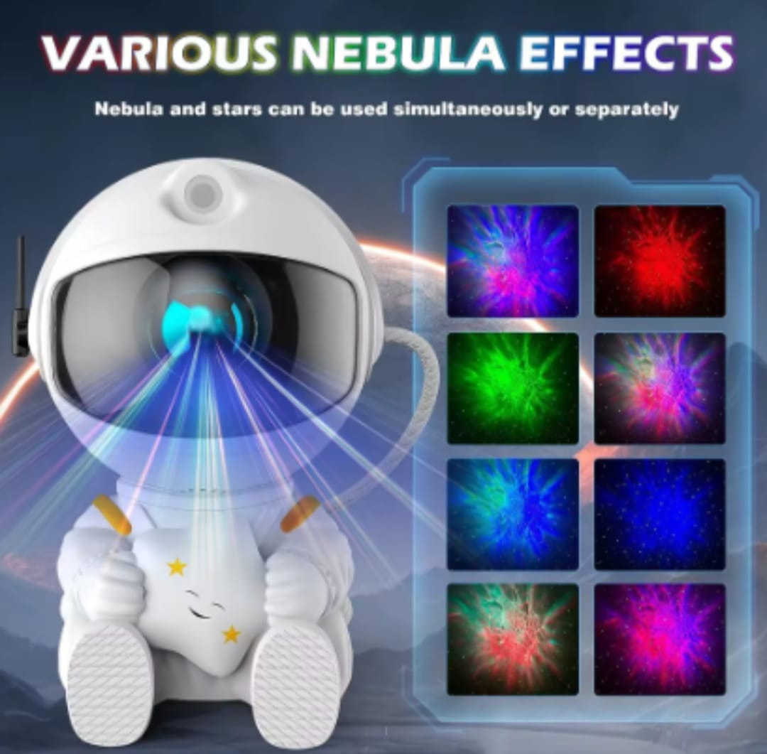 Astronaut Starry Sky Galaxy Projector Rotating Nebula Night Light With Remote Control & Timer For Kids Room & Home Decor ( Random )
