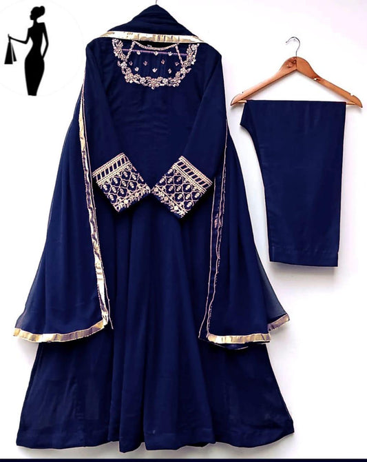 3 Pcs Women's Stitched Embroidered Suit