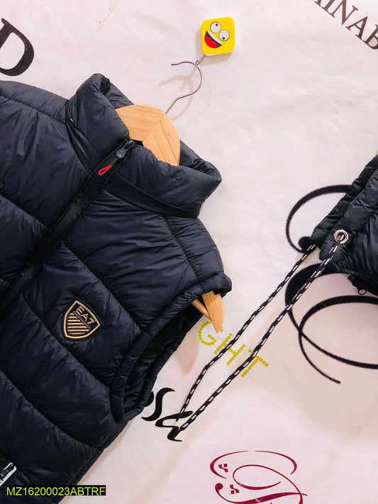 1 Pc Men's Stitched Parachute Quilted Plain Sleeveless Jacket