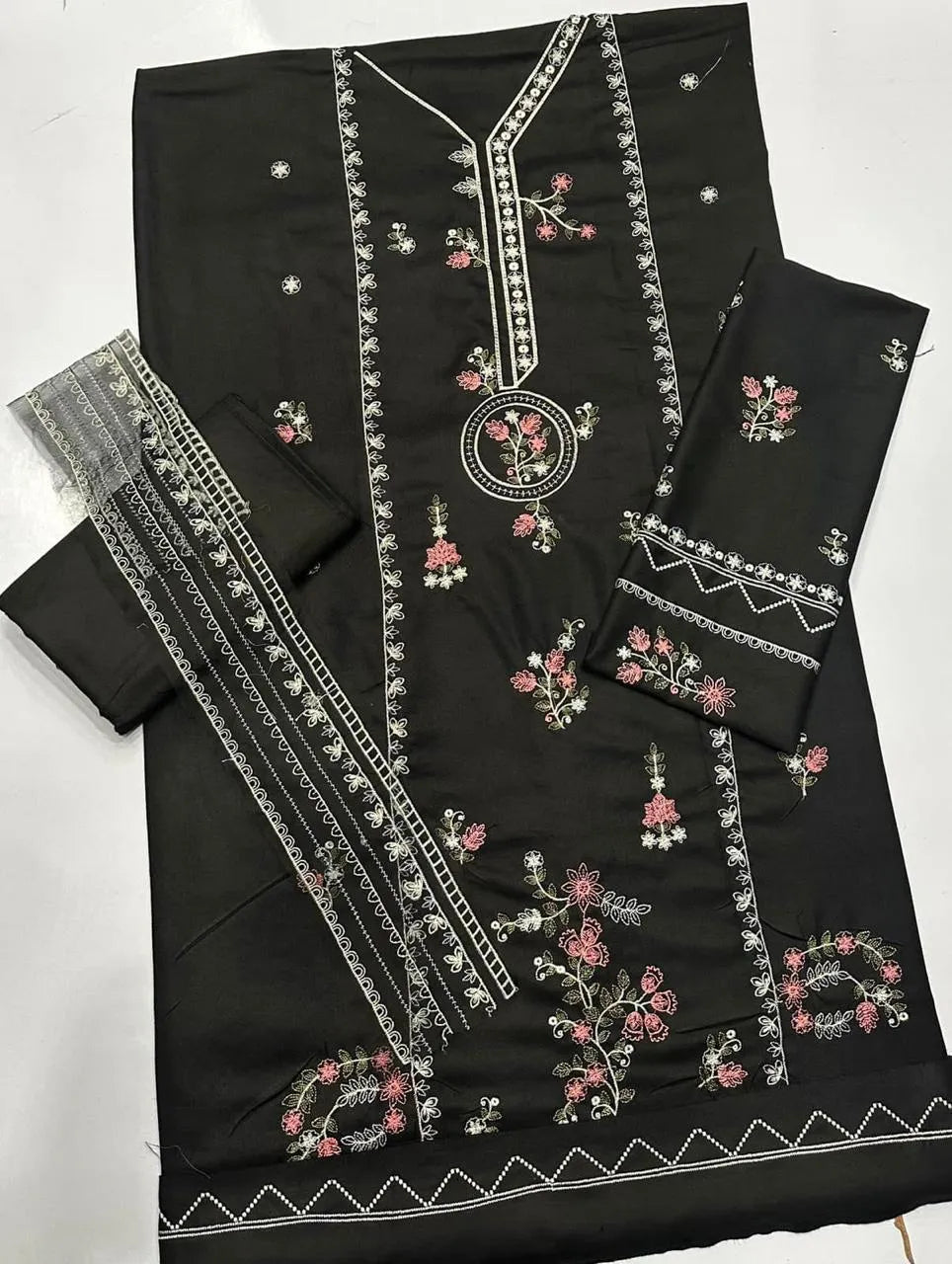 2 Pcs Women's Unstitched Chikankari Embroidered Suit